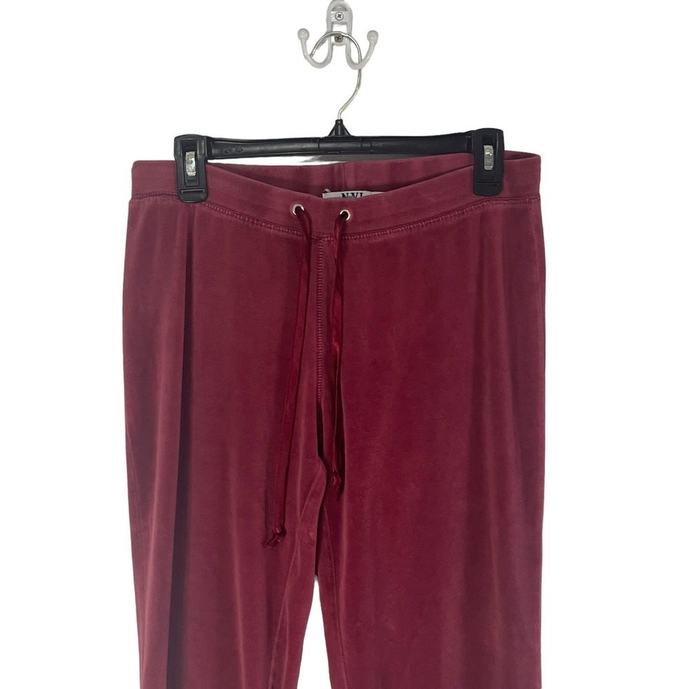 New York Laundry NYL Y2k Women Burgundy Velour Lounge Pants Drawstring Small‎